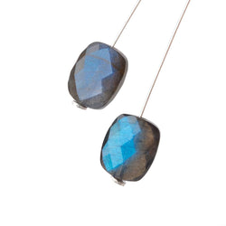 12x10mm Labradorite Faceted Rectangle Focal Beads Set of 2 AA 1mm hole (ONLINE ORDER ONLY)