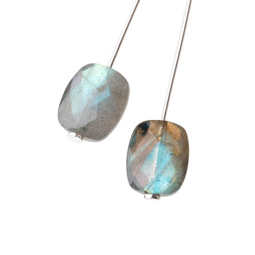 12x10mm Labradorite Faceted Rectangle Focal Set of 2 Beads AA 1mm hole (ONLINE ORDER ONLY)