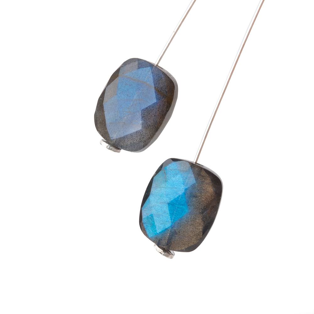 12x10mm Labradorite Faceted Rectangle Focals Set of 2 Beads AA 1mm hole (ONLINE ORDER ONLY)