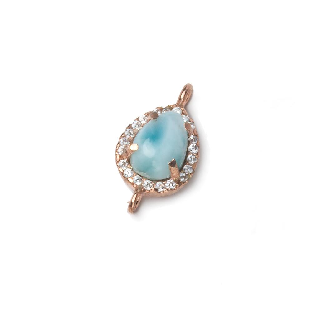 12x10mm Rose Gold Bezel White CZ and Larimar Pear Connector 1 focal piece (ONLINE ORDER ONLY)