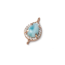12x10mm Rose Gold Bezel White CZ and Larimar Pear Connector 1 focal piece (ONLINE ORDER ONLY)