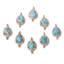 12x10mm Rose Gold Bezel White CZ and Larimar Pear Connector 1 focal piece (ONLINE ORDER ONLY)