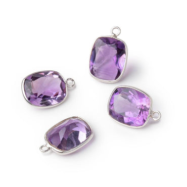 12x10mm Sterling Silver Bezel Amethyst Pavilion Faceted Rectangle 1 Pendant (ONLINE ORDER ONLY)