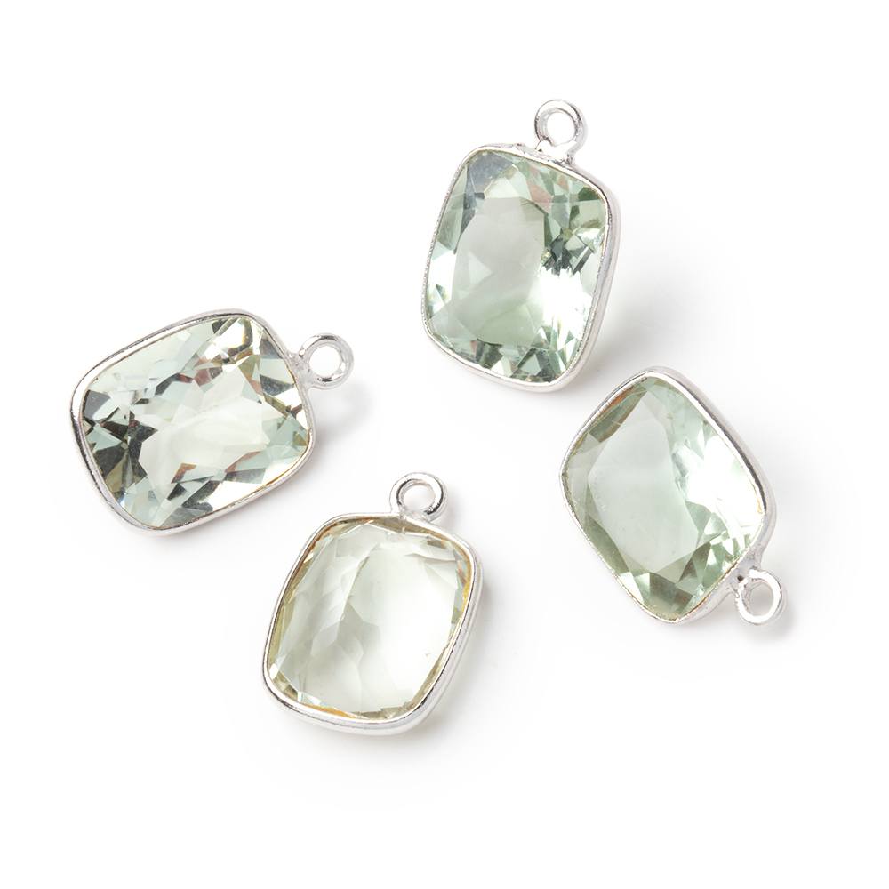 12x10mm Sterling Silver Bezel Prasiolite Pavilion Faceted Rectangle 1 Pendant (ONLINE ORDER ONLY)