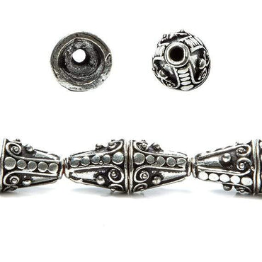 12x10mm Sterling Silver Plated Copper Cone Bali Design *DISCONTINUED* (ONLINE ORDER ONLY)