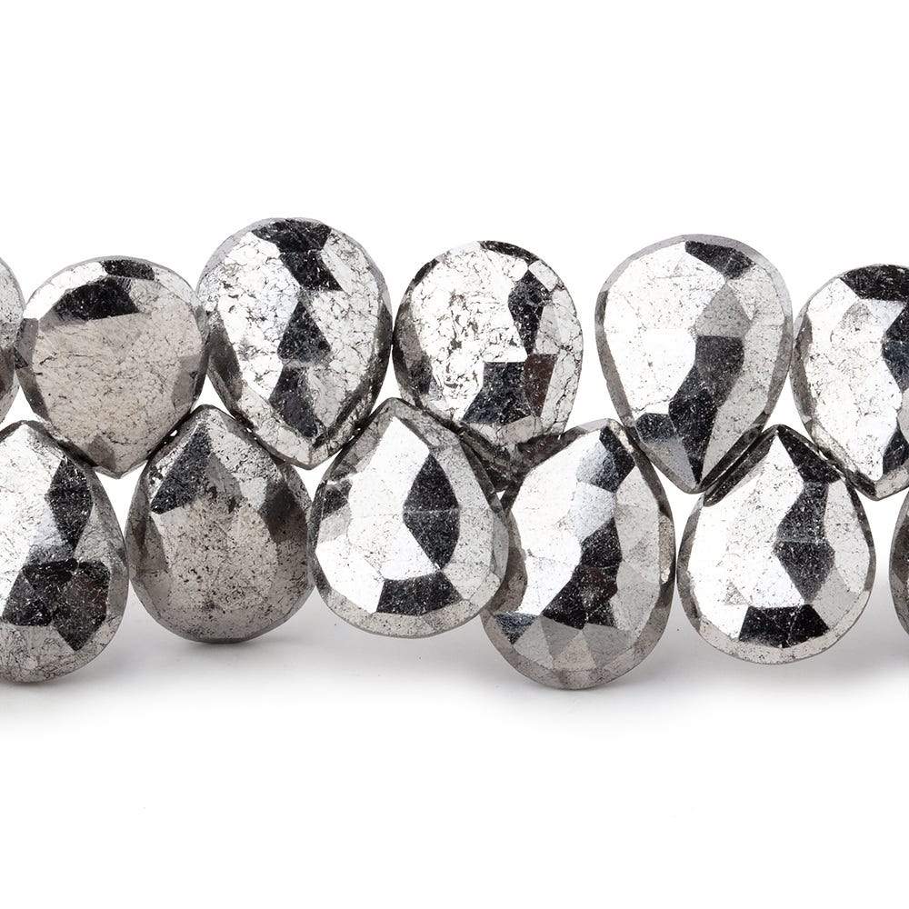 12x10mm White Pyrite Faceted Pear Briolette Beads 7.5 inch 30 pieces (ONLINE ORDER ONLY)
