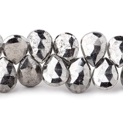 12x10mm White Pyrite Faceted Pear Briolette Beads 7.5 inch 30 pieces (ONLINE ORDER ONLY)