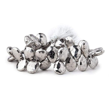 12x10mm White Pyrite Faceted Pear Briolette Beads 7.5 inch 30 pieces (ONLINE ORDER ONLY)