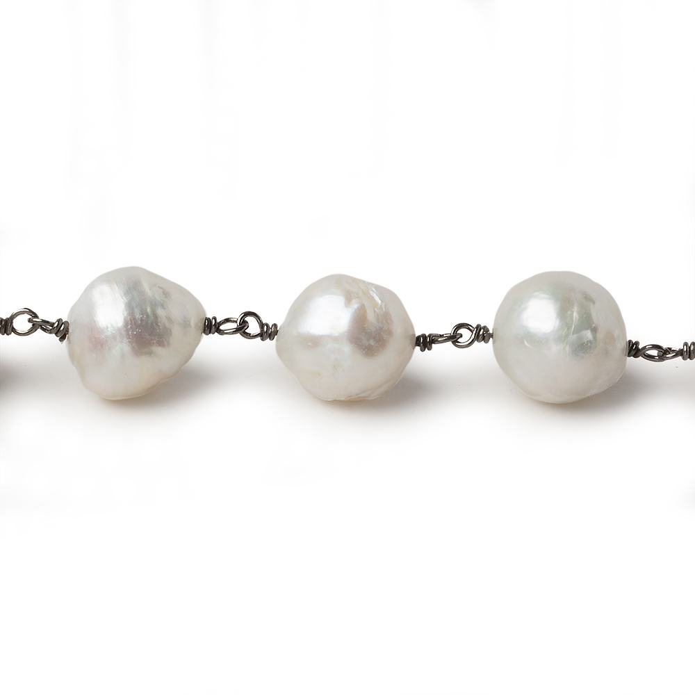 12x11-15x11mm Off White Ultra Baroque Black Gold .925 Silver Chain by the foot 16 pieces (ONLINE ORDER ONLY)