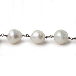 12x11-15x11mm Off White Ultra Baroque Black Gold .925 Silver Chain by the foot 16 pieces (ONLINE ORDER ONLY)