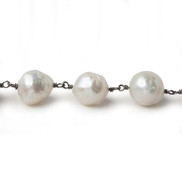 12x11-15x11mm Off White Ultra Baroque Black Gold .925 Silver Chain by the foot 16 pieces (ONLINE ORDER ONLY)