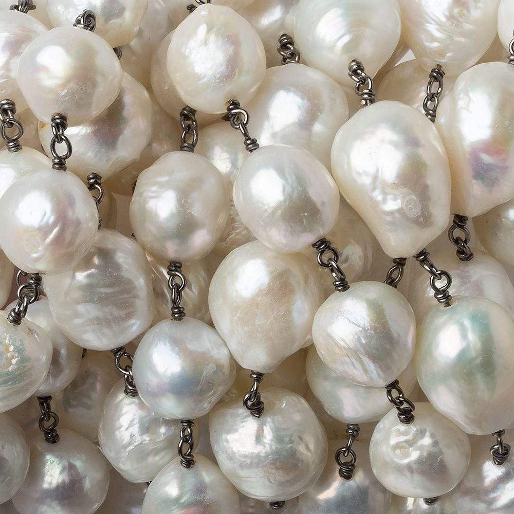 12x11-15x11mm Off White Ultra Baroque Black Gold .925 Silver Chain by the foot 16 pieces (ONLINE ORDER ONLY)