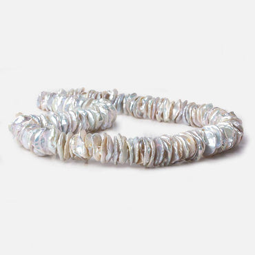 12x11-15x13mm Silver Overtone White Keshi Center Drilled Pearls 16 inch 128 pcs (ONLINE ORDER ONLY)