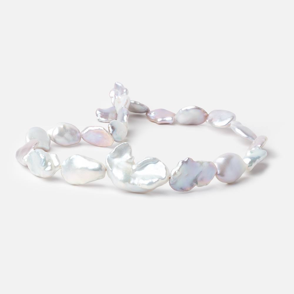12x11-22x20mm Pale Silver Keshi Freshwater Pearls 16 inch 21 beads AA (ONLINE ORDER ONLY)