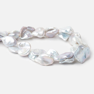 12x11-22x20mm Pale Silver Keshi Freshwater Pearls 16 inch 21 beads AA (ONLINE ORDER ONLY)