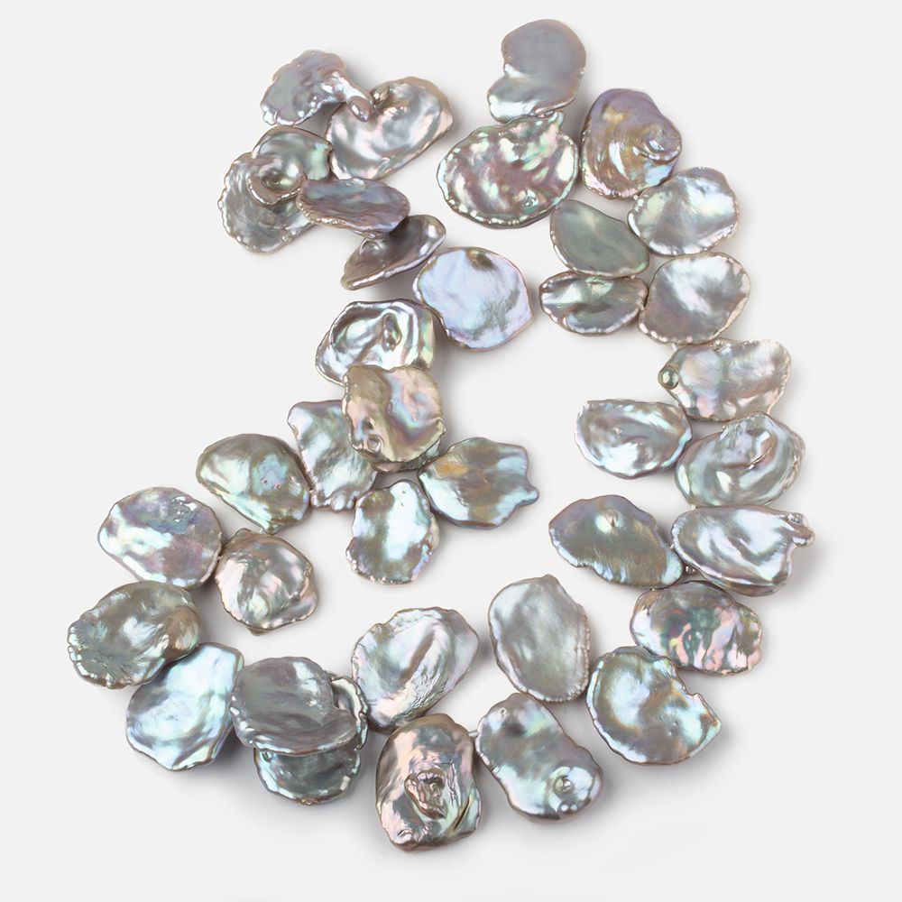 12x11-26x20mm Silver Peacock Ultra Keshi Freshwater Pearls 16 inch 37 pcs AAA (ONLINE ORDER ONLY)