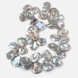 12x11-26x20mm Silver Peacock Ultra Keshi Freshwater Pearls 16 inch 37 pcs AAA (ONLINE ORDER ONLY)