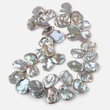 12x11-26x20mm Silver Peacock Ultra Keshi Freshwater Pearls 16 inch 37 pcs AAA (ONLINE ORDER ONLY)