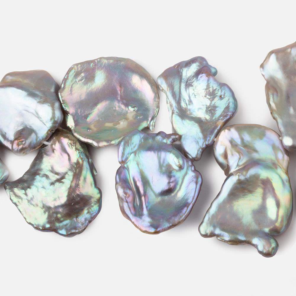 12x11-26x20mm Silver Peacock Ultra Keshi Freshwater Pearls 16 inch 37 pcs AAA (ONLINE ORDER ONLY)