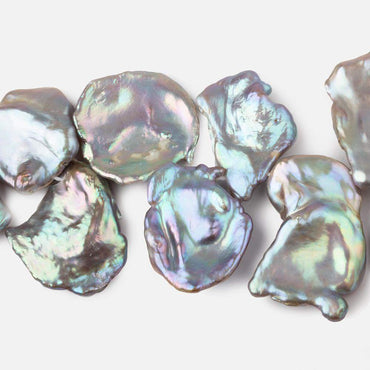 12x11-26x20mm Silver Peacock Ultra Keshi Freshwater Pearls 16 inch 37 pcs AAA (ONLINE ORDER ONLY)