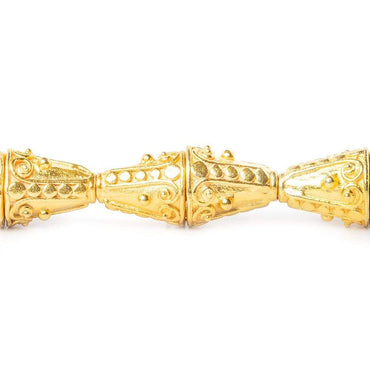 12x11mm 22kt Gold Plated Copper Bali Design Cone 8 inch 16 pieces (ONLINE ORDER ONLY)