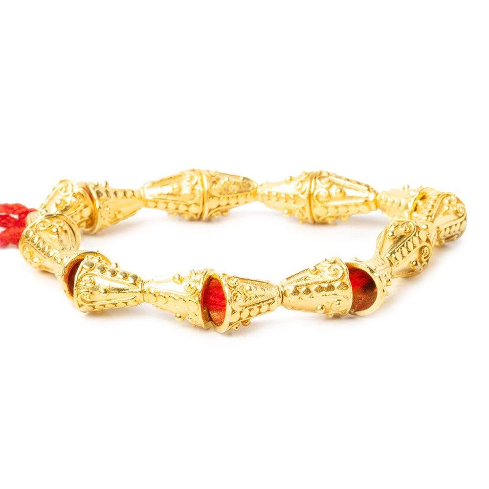12x11mm 22kt Gold Plated Copper Bali Design Cone 8 inch 16 pieces (ONLINE ORDER ONLY)