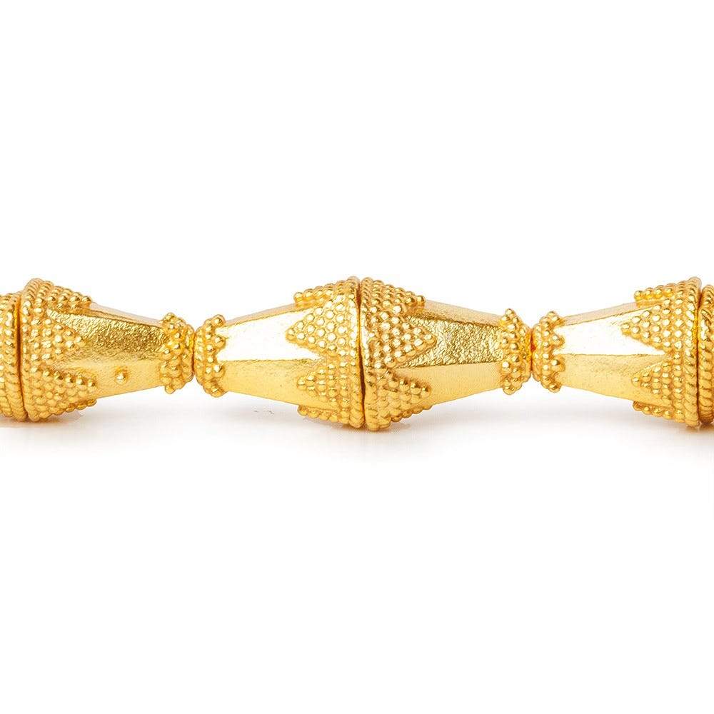 12x11mm 22kt Gold Plated Copper Granulated Design Oval Cone 8 inch 18 pieces (ONLINE ORDER ONLY)