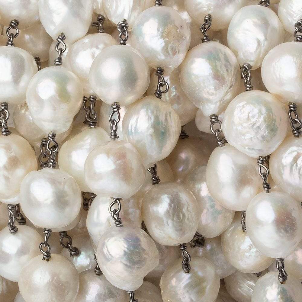 12x11mm Off White Ultra Baroque Black Gold .925 Silver Chain by the foot 17 pieces (ONLINE ORDER ONLY)