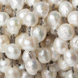 12x11mm Off White Ultra Baroque Black Gold .925 Silver Chain by the foot 17 pieces (ONLINE ORDER ONLY)