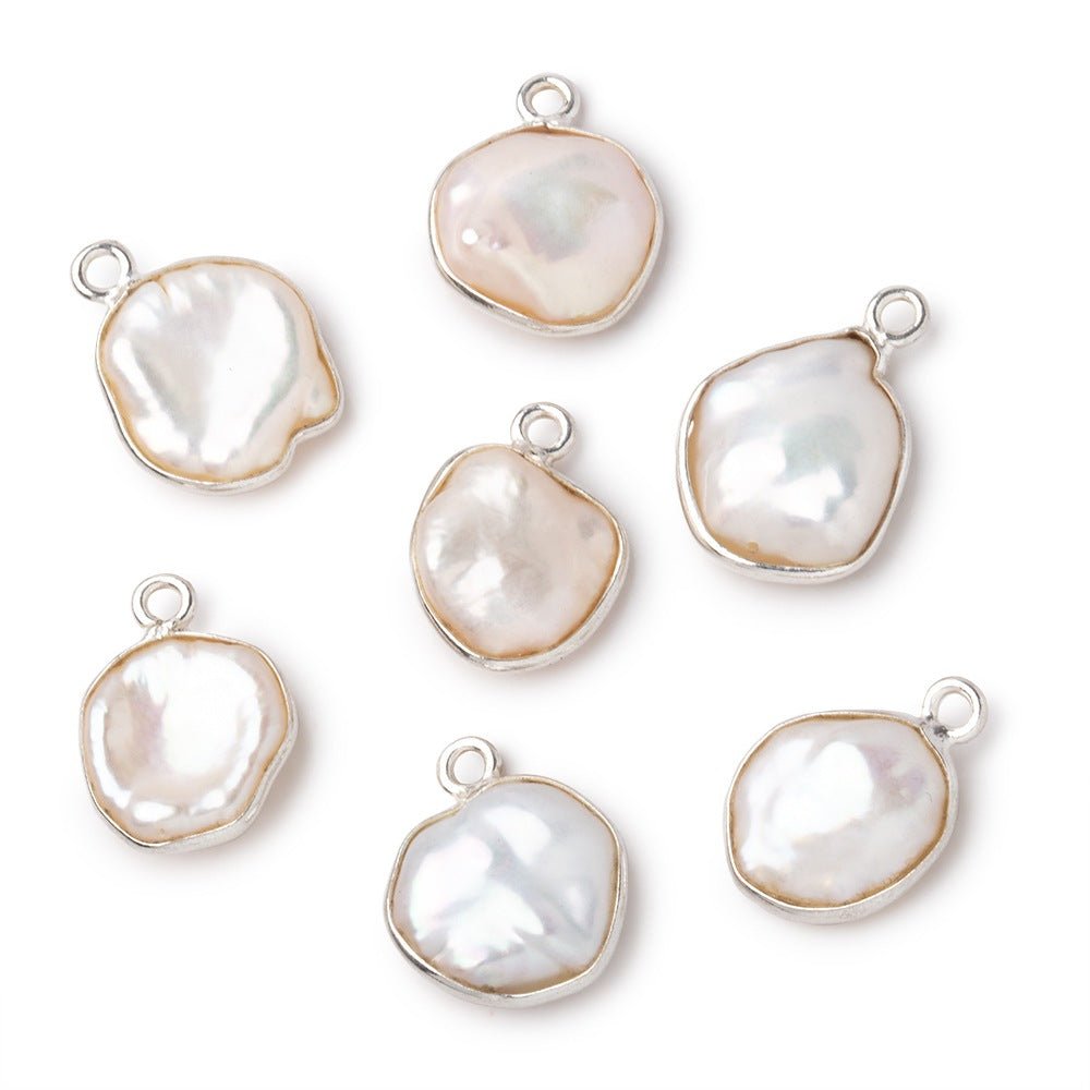 12x11mm Silver Bezeled Cream Keshi Pearl Pendant 1 focal piece (ONLINE ORDER ONLY)