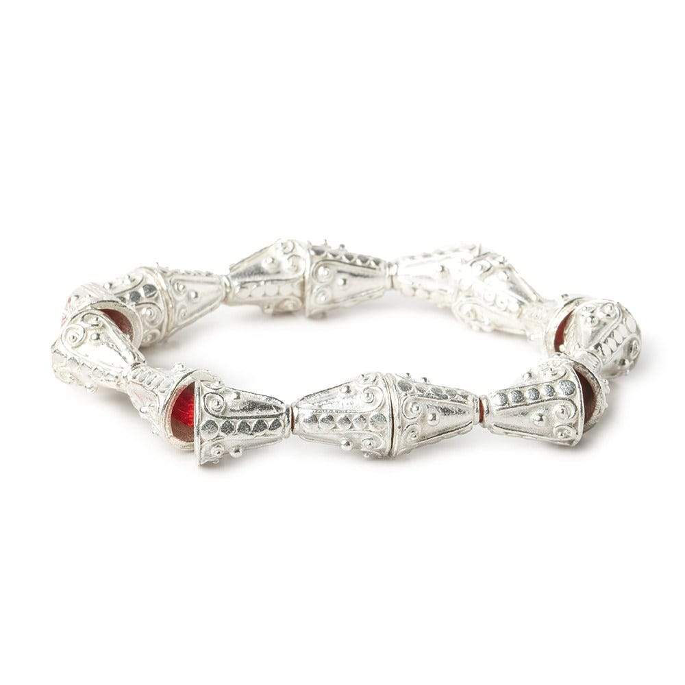 12x11mm Sterling Silver Plated Copper Cone Circular Bali Design 8 inch 16 pcs (ONLINE ORDER ONLY)