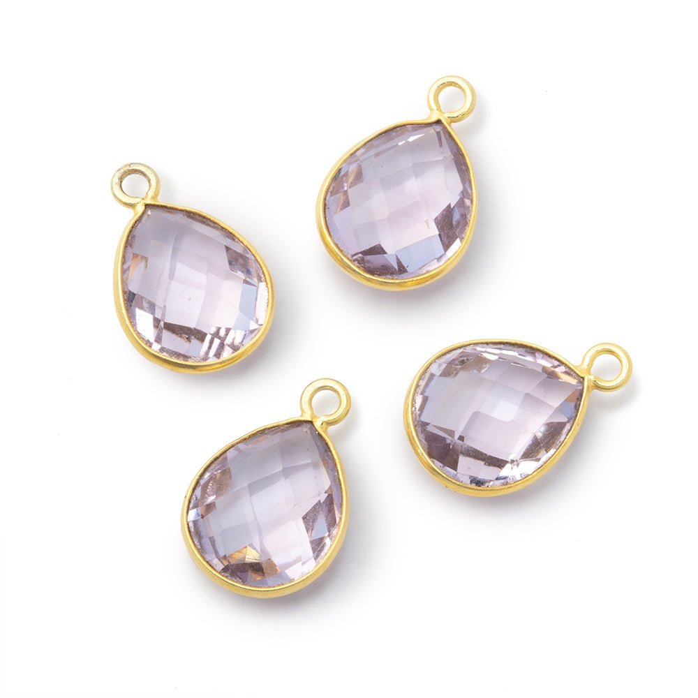 12x11mm Vermeil Bezel Pink Amethyst Faceted Pear Pendant 1 piece (ONLINE ORDER ONLY)