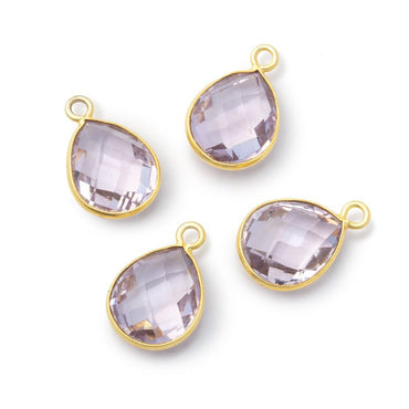12x11mm Vermeil Bezel Pink Amethyst Faceted Pear Pendant 1 piece (ONLINE ORDER ONLY)