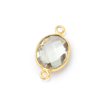 12x11mm Vermeil Bezel Prasiolite Faceted Oval Connector 1 piece (ONLINE ORDER ONLY)