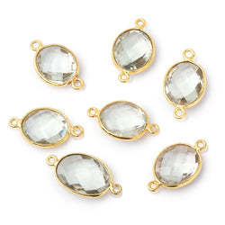 12x11mm Vermeil Bezel Prasiolite Faceted Oval Connector 1 piece (ONLINE ORDER ONLY)