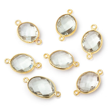 12x11mm Vermeil Bezel Prasiolite Faceted Oval Connector 1 piece (ONLINE ORDER ONLY)