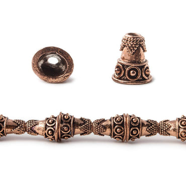 12x11x9mm Antiqued Copper Cone Bali Design With Oval Shape 8 inch 18 pcs (ONLINE ORDER ONLY)
