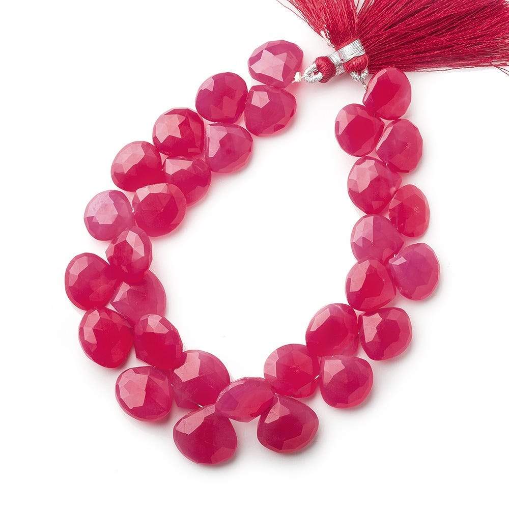 12x12-14x14mm Dark Watermelon Chalcedony Faceted Hearts 8 inch 31 Beads (ONLINE ORDER ONLY)