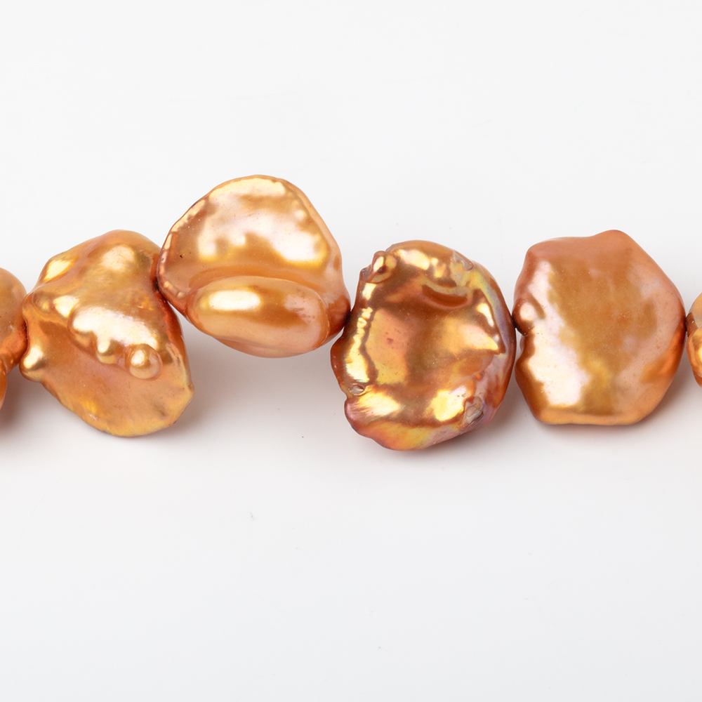12x12-15x13mm Sunset Orange Keshi Freshwater Pearls 16 inch 28 Beads (ONLINE ORDER ONLY)