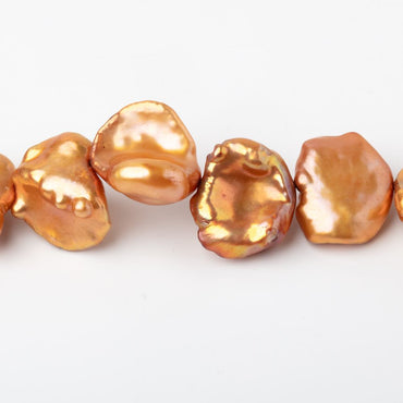 12x12-15x13mm Sunset Orange Keshi Freshwater Pearls 16 inch 28 Beads (ONLINE ORDER ONLY)