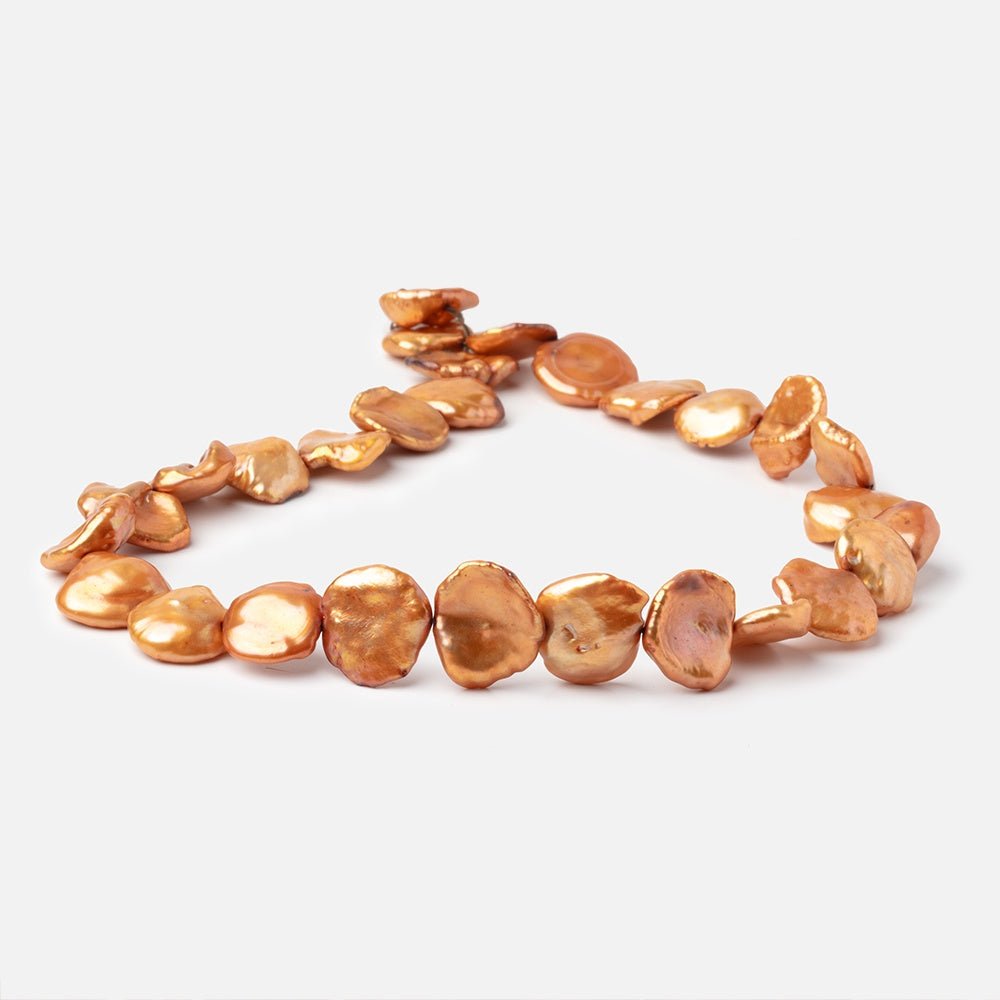 12x12-15x13mm Sunset Orange Keshi Freshwater Pearls 16 inch 28 Beads (ONLINE ORDER ONLY)