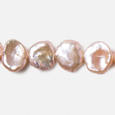 12x12-16x14mm Salmon Keshi side drilled Freshwater Pearls 16 inch 34 pieces (ONLINE ORDER ONLY)