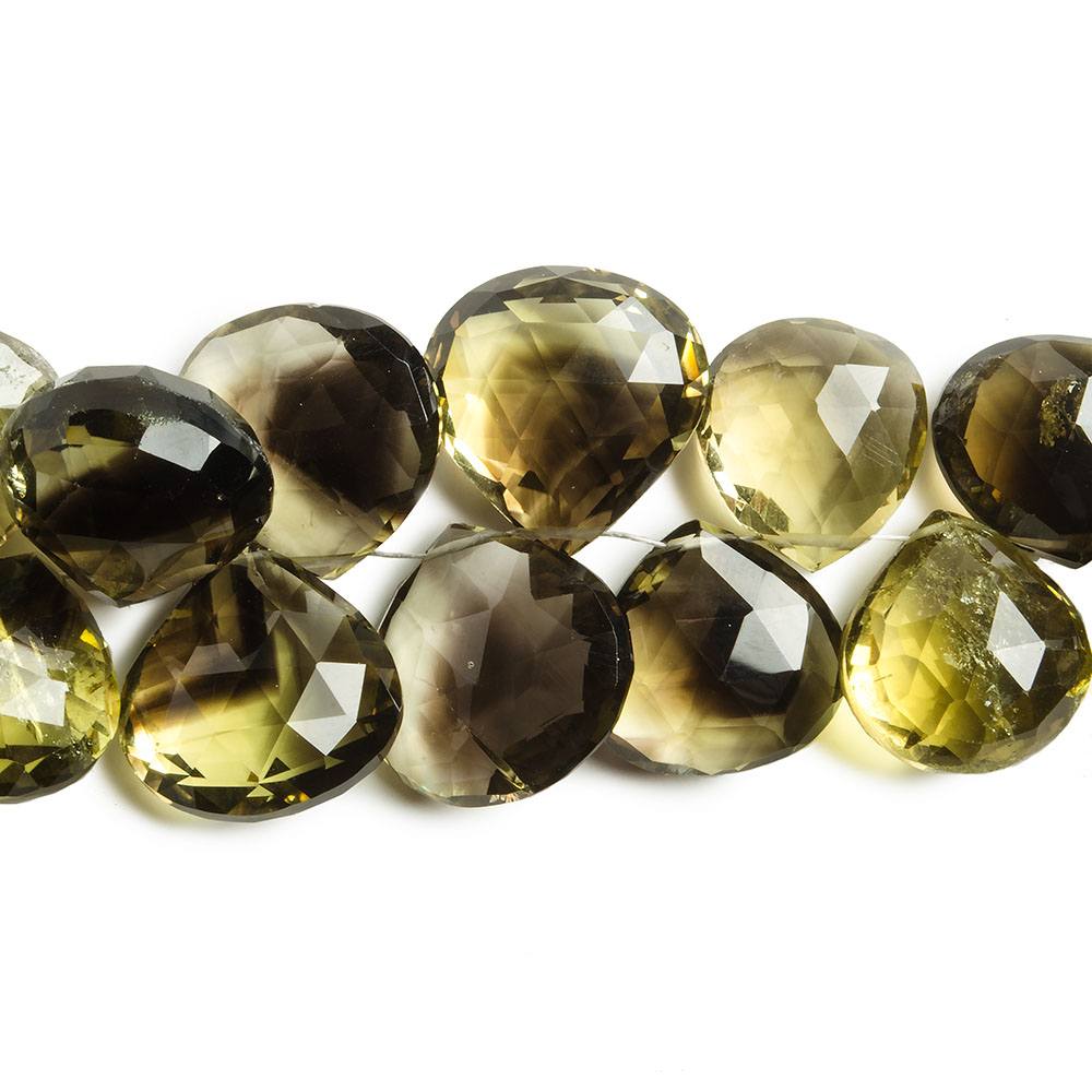 12x12-16x16mm Bi-colored Quartz Beads Heart Briolette 8 Inch 35 Beads (ONLINE ORDER ONLY)