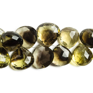 12x12-16x16mm Bi-colored Quartz Beads Heart Briolette 8 Inch 35 Beads (ONLINE ORDER ONLY)