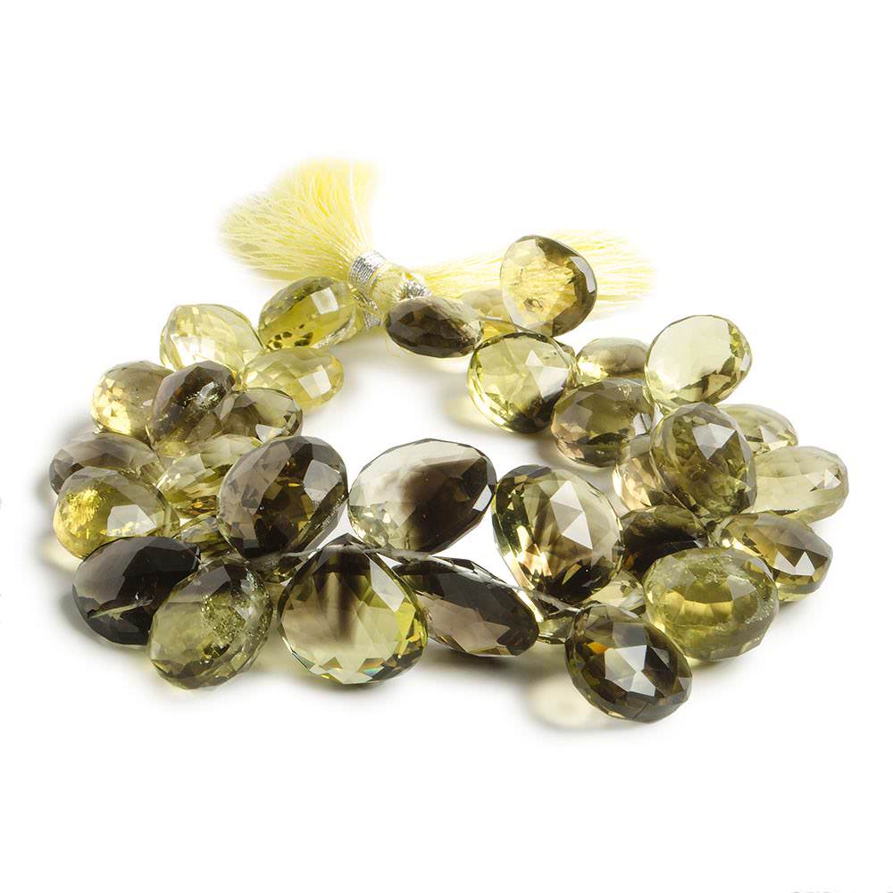 12x12-16x16mm Bi-colored Quartz Beads Heart Briolette 8 Inch 35 Beads (ONLINE ORDER ONLY)