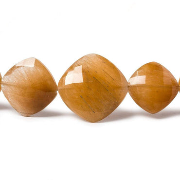 12x12-17x17mm Caramel Rutilated Quartz faceted pillow 16 inch 27 beads (ONLINE ORDER ONLY)