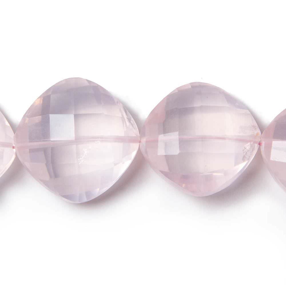 12x12-17x17mm Rose Quartz faceted pillow beads 16 inch 30 pieces (ONLINE ORDER ONLY)