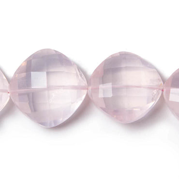 12x12-17x17mm Rose Quartz faceted pillow beads 16 inch 30 pieces (ONLINE ORDER ONLY)