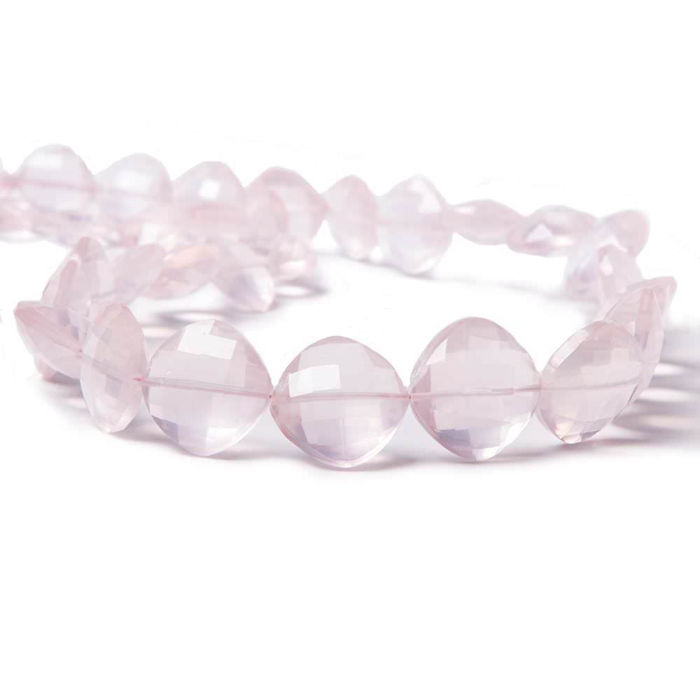 12x12-17x17mm Rose Quartz faceted pillow beads 16 inch 30 pieces (ONLINE ORDER ONLY)