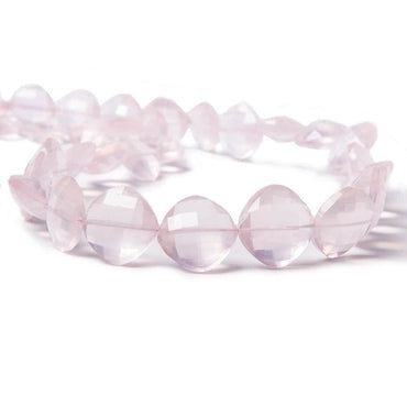 12x12-17x17mm Rose Quartz faceted pillow beads 16 inch 30 pieces (ONLINE ORDER ONLY)